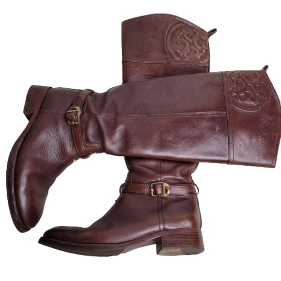 Tory Burch Shoes - Tory Burch Brown Leather Logo Boots